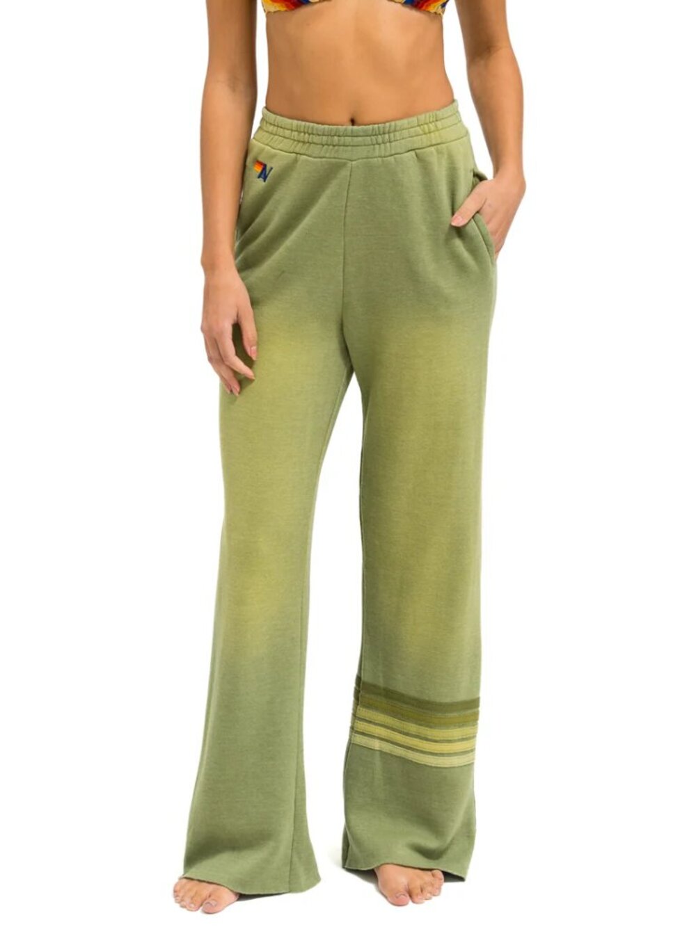 Aviator Nation - Rugby Stitch Wide Leg Sweatpants - Faded Army *Size L*